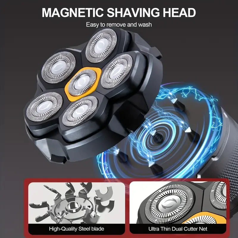 FEIYBA Cordless Electric Shaver with Spare Blade Mesh  6-Speed Rotating Shaver, USB Rechargeable