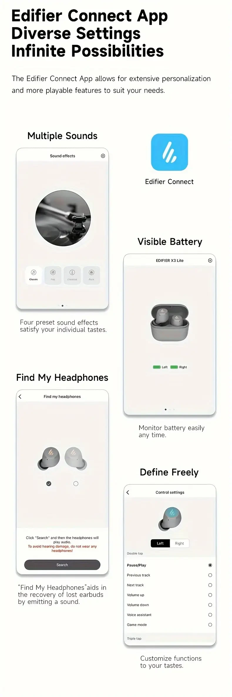 EDIFIER X3 Lite Wireless Earphones  AI Noise Reduction, Wireless 5.3, Type-C Charging