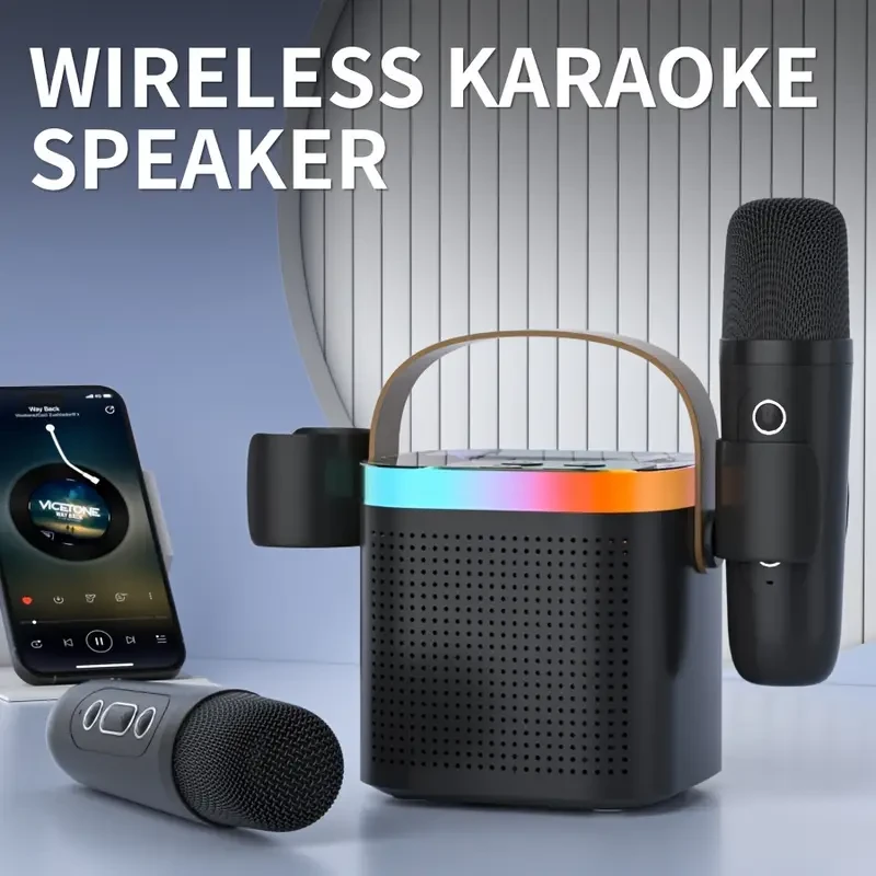TANALAZ Portable Wireless Karaoke Speaker System  Type-C Rechargeable with Wireless Microphone & Bass Boost