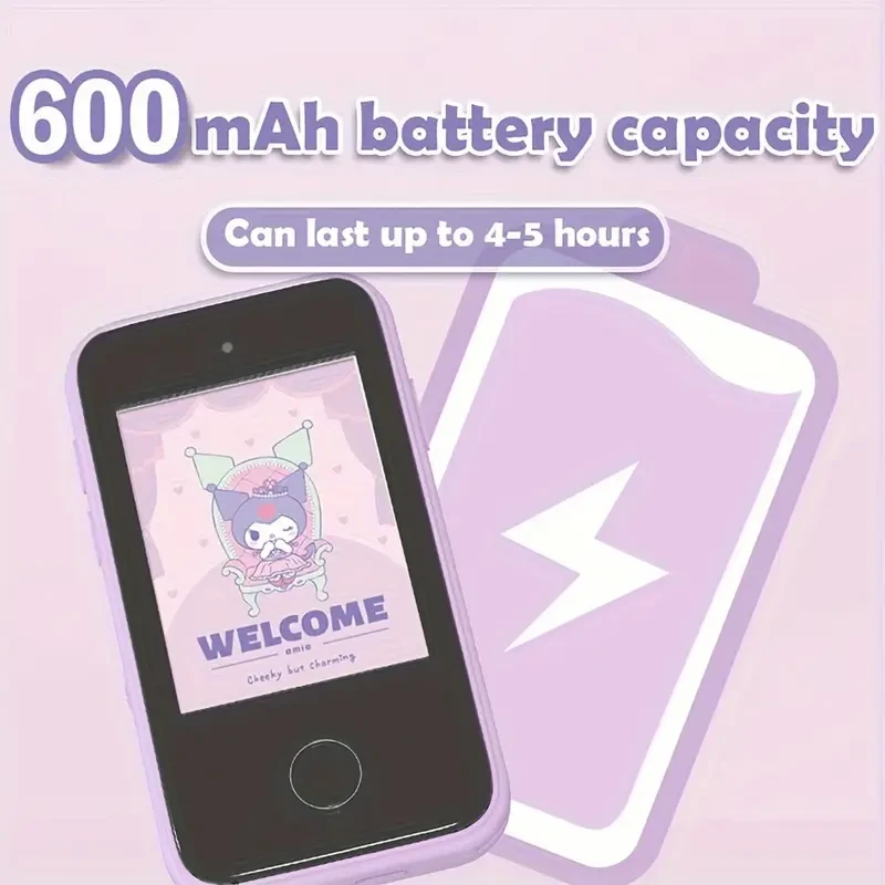 [Authorized] Sanrio Kuromi Smart Camera Mobile Phone Toy Set  Dual Cameras, 600mAh Battery & Cute Stickers