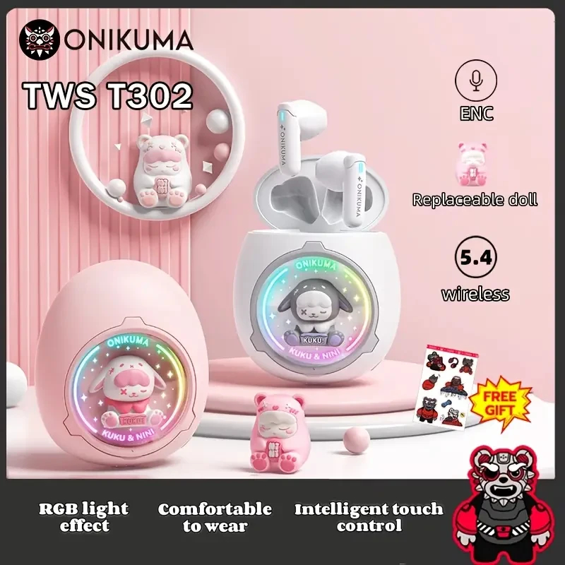 ONIKUMA Wireless 5.4 In-Ear Gaming Headset No-Latency Audio, Noise-Cancelling Mic & Type-C Charging