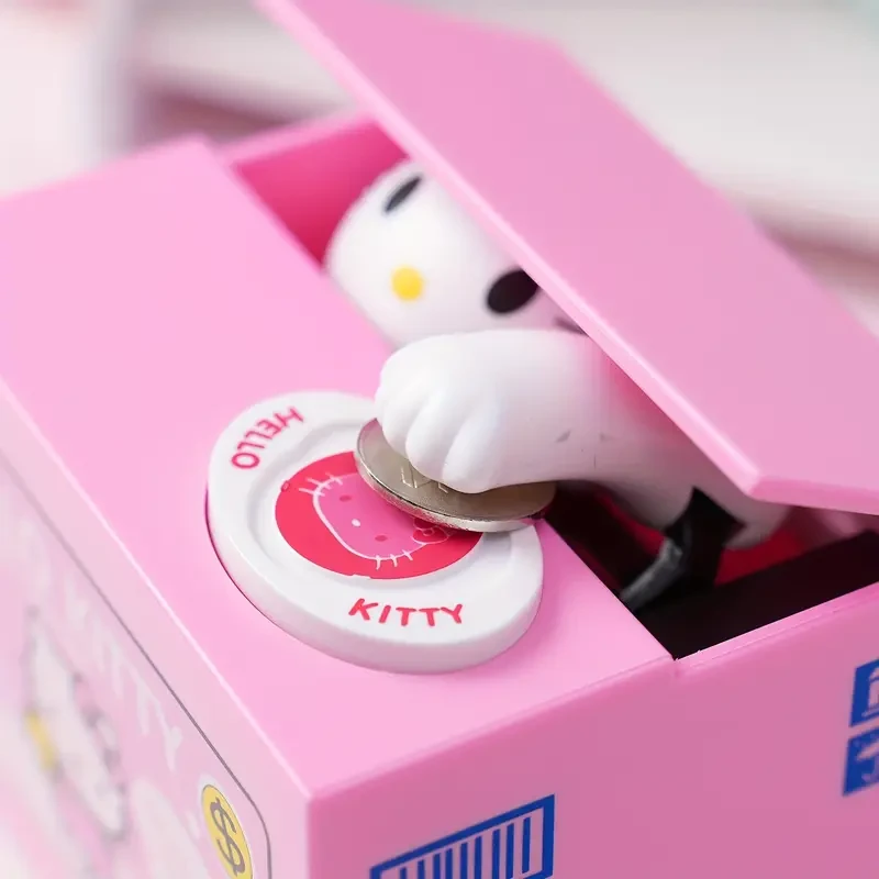 Sanrio Hello Kitty Stealing Coin Penny Bank Cute Kitten Money Box (No Batteries)
