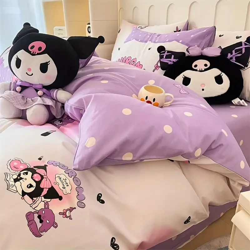 Sanrio 4-Piece Bedding Set  Purple Cartoon Theme (200  230 cm)