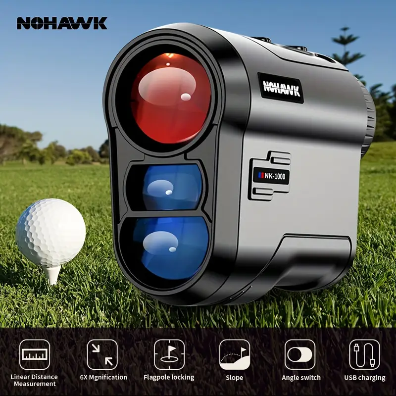 NOHAWK 914.4 m Golf Laser Rangefinder  Flag Lock, Slope Compensation, USB-Rechargeable