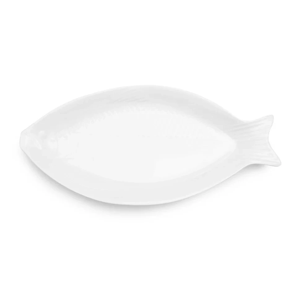 Crockery Fish Shape Plate White 16"