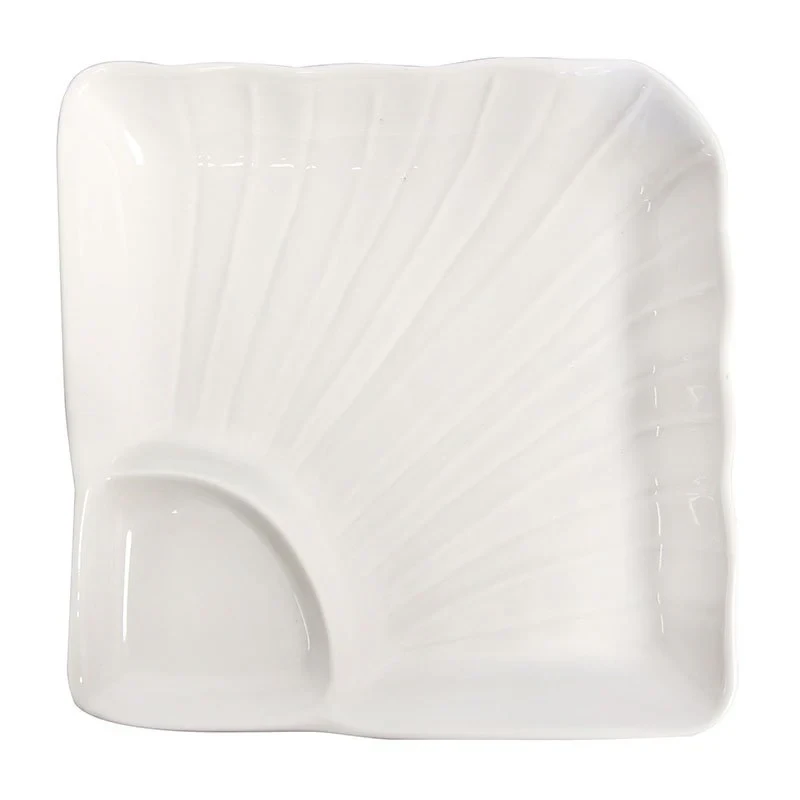 Crockery Square Plate with Sauce Compartment 9.5"