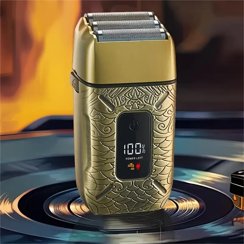 HATTEKER Mens Electric Shaver 3-Blade Floating Foil, LED Display, USB-Rechargeable (1400 mAh)