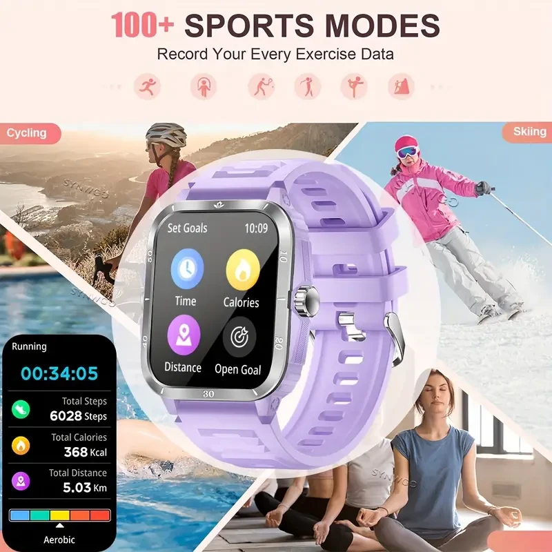 Synwoo Smart Watch 1.96" Call-Ready Fitness Watch (Wireless 5.3, IPX8, 430 mAh, iPhone & Android)
