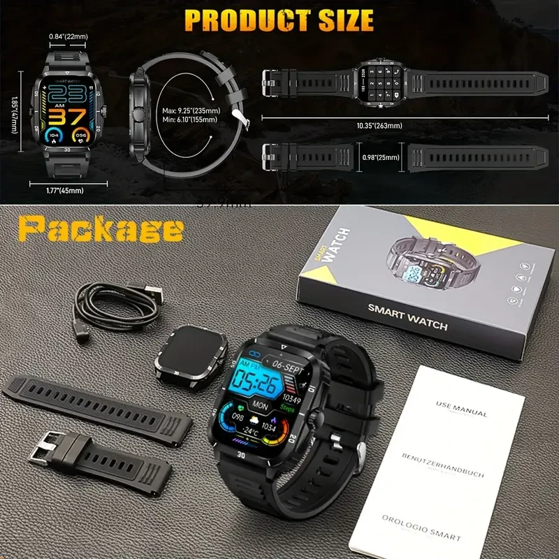 Synwoo Smart Watch  1.96" Call-Ready Fitness Watch (Wireless 5.3, IPX8, 430 mAh, iPhone & Android)