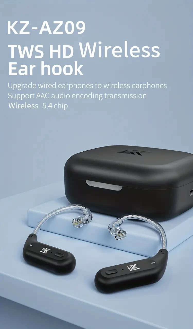 KZ AZ09 TWS Wireless Ear Hook Bluetooth Adapter for KZ In-Ear Monitors (C-Pin Connector)
