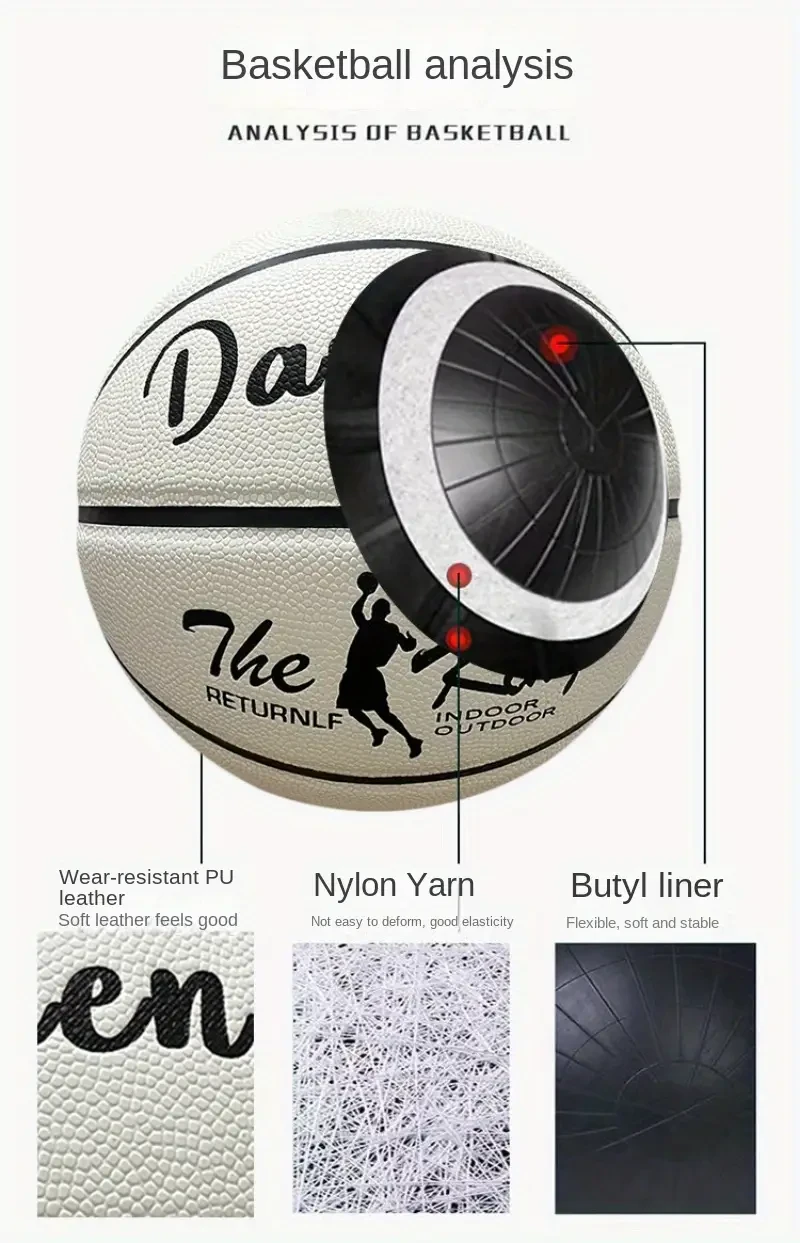 HOMEFISH Luminous Basketball  PU Soft Leather, Outdoor Non-Slip & Wear-Resistant Design