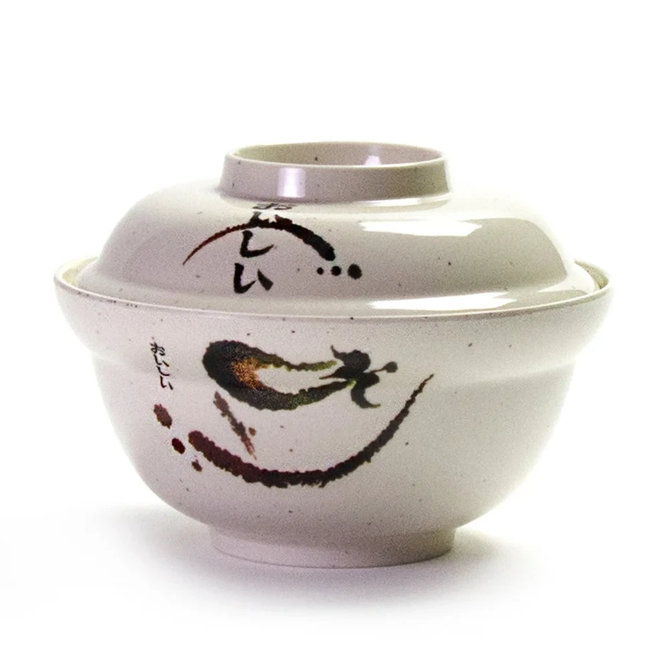 Melamine Miso Bowl with Lid Eggplant 9.8cmx6.8cm