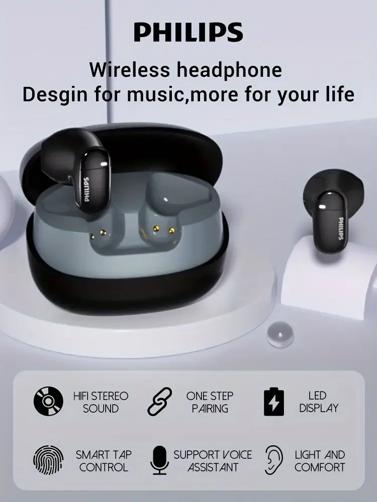Philips Wireless Earbuds with Microphone  Stereo In-Ear, Stable Fit, Modern Everyday Sound