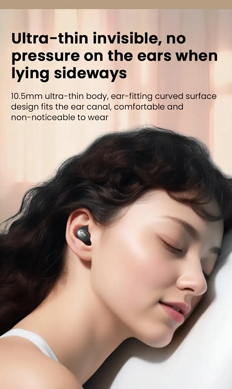 MINISO MS153 Mini Sleeping Earbuds  Low-Profile, Cozy Fit with Noise Reduction & Translation Assist