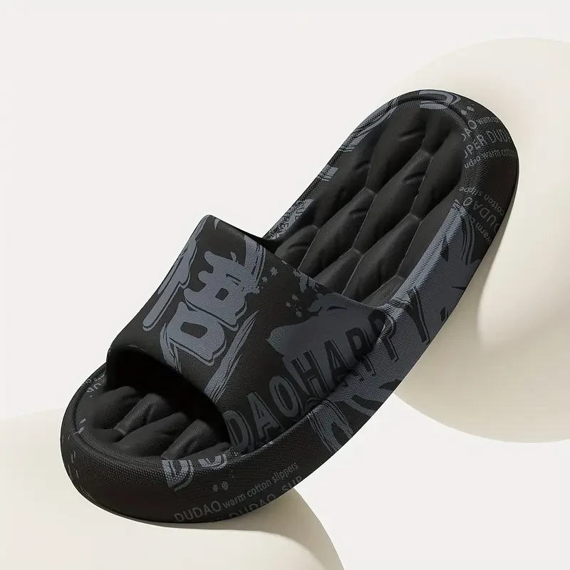 FZT Mens Graffiti Slides  Soft EVA Comfort with Playful Black & White Style