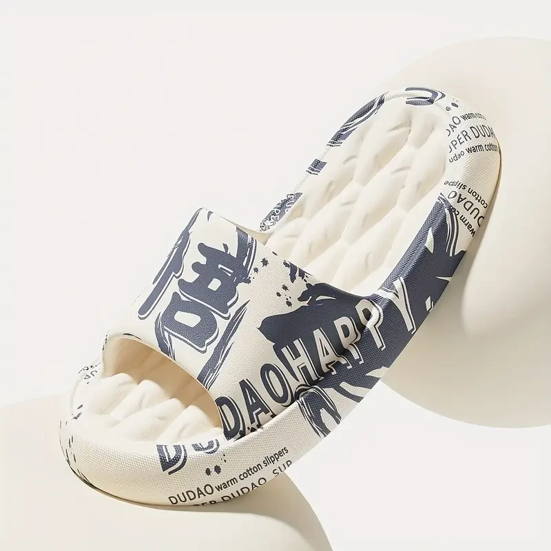 FZT Mens Graffiti Slides  Soft EVA Comfort with Playful Black & White Style