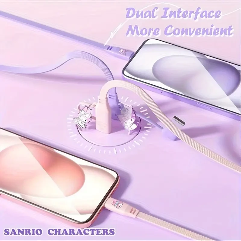 Sanrio 2-in-1 Cartoon Pendant Data Cable  Kuromi, Cinnamoroll, My Melody & Pochacco Editions