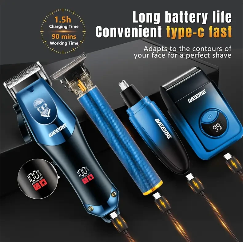 WEEME 4-in-1 Mens Electric Hair Clipper Set  Wireless Grooming, Professional Style, Effortless Confidence