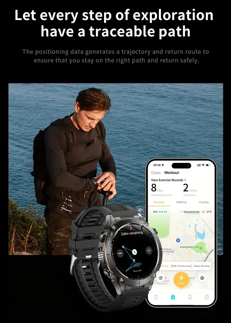 JJMMK Outdoor Smartwatch  Rugged Design, High-Precision GPS & 170+ Sports Modes