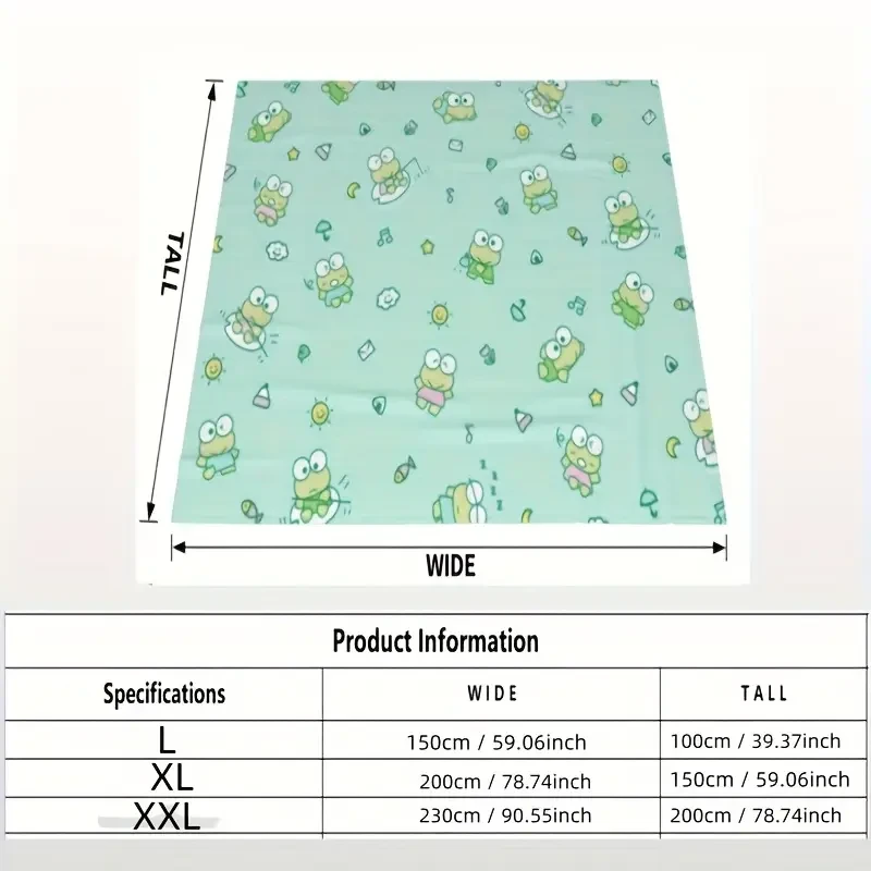 Sanrio Kuromi & Hello Kitty Mini Cooling Bedspread Official Licensed Anime Blanket in Mint Green