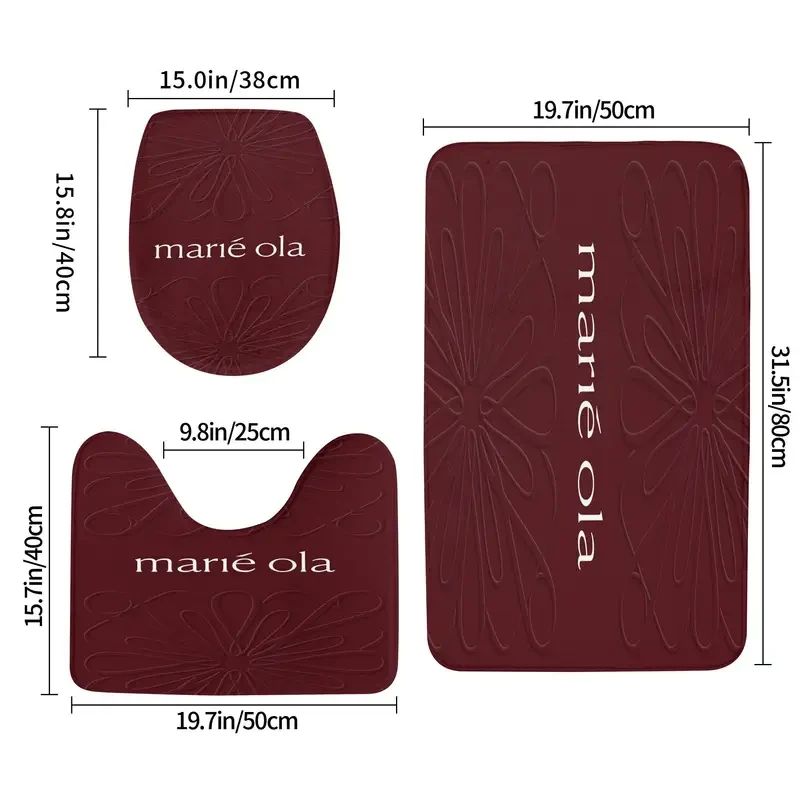 Marie Ola Themed Bathroom Mat Set  Soft, Absorbent & Elegant