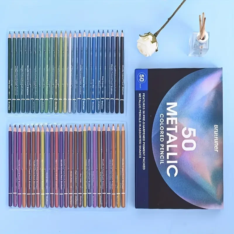 Brutfuner 72-Color Metallic Pencil Set Vibrant, Smooth & Artistic