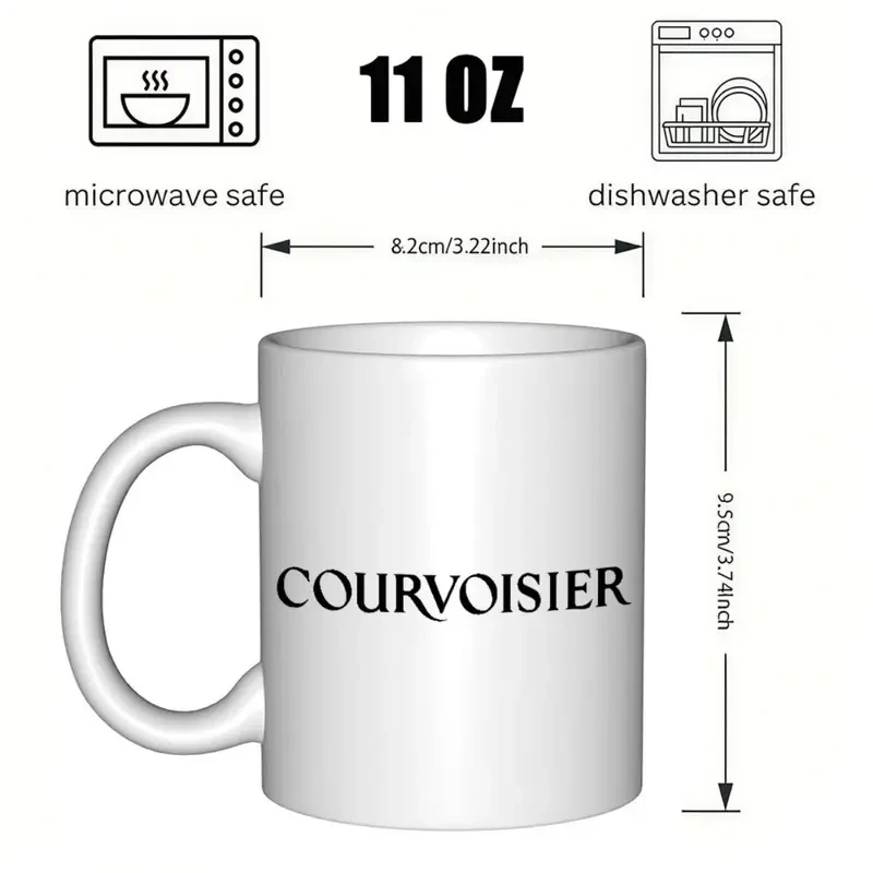 1pc Courvoisier Logo Ceramic Coffee Mug  Stylish French Design Tea/Coffee Cup for Office and Gifts