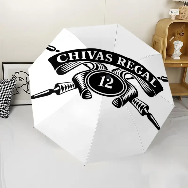 1pc Chivas Regal Logo Automatic Umbrella Compact, Stylish, and Reliable Travel Umbrella