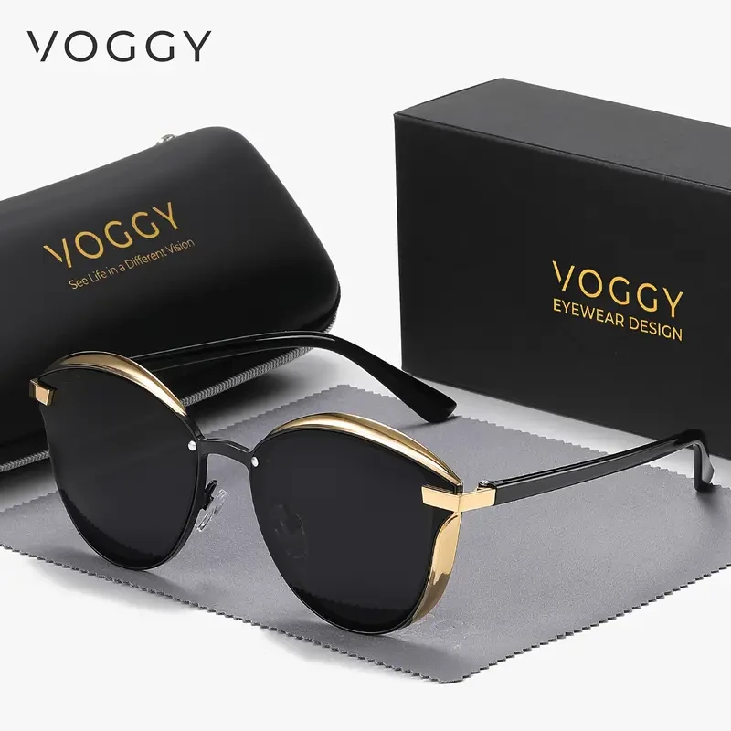VOGGY Retro Butterfly Polarized Fashion Glasses  Stylish Metal Frame Sunglasses for Men & Women