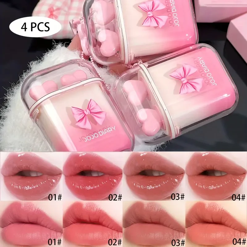 JOJO DIARY Sweetheart Lip Gloss Set  Mirror Gloss with Long-Lasting Color and Matte Finish