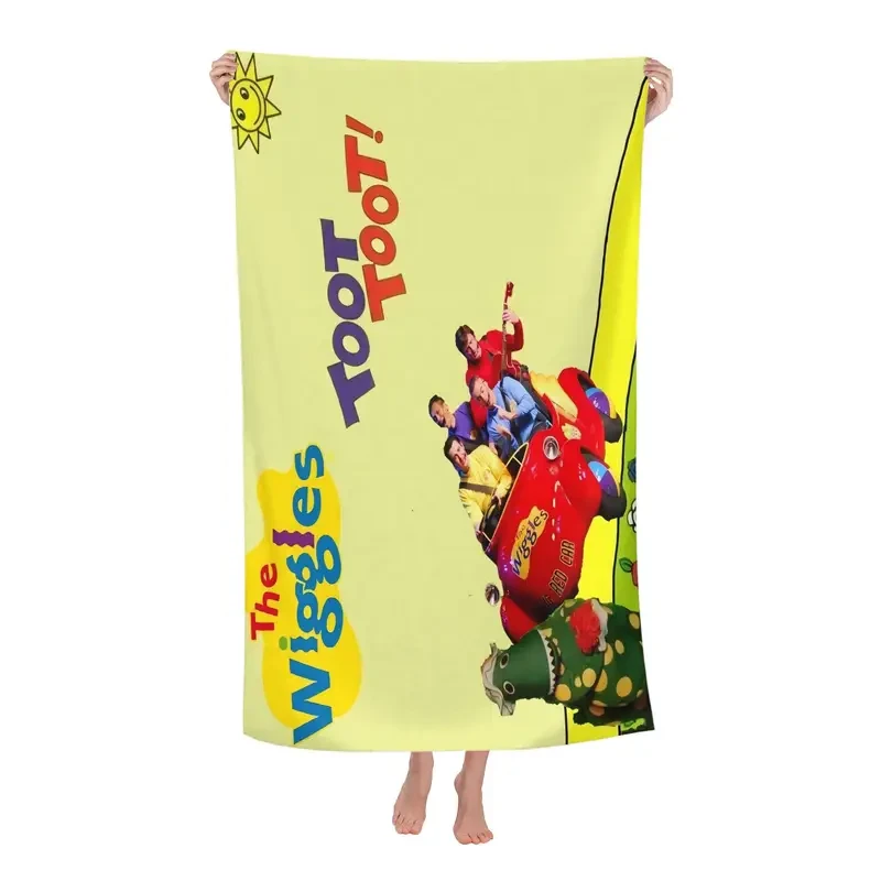 The Wiggles Official Character Beach Towel & Storage Bag  2-in-1 Foldable Design for Swimming, Travel, and Outdoor Fun