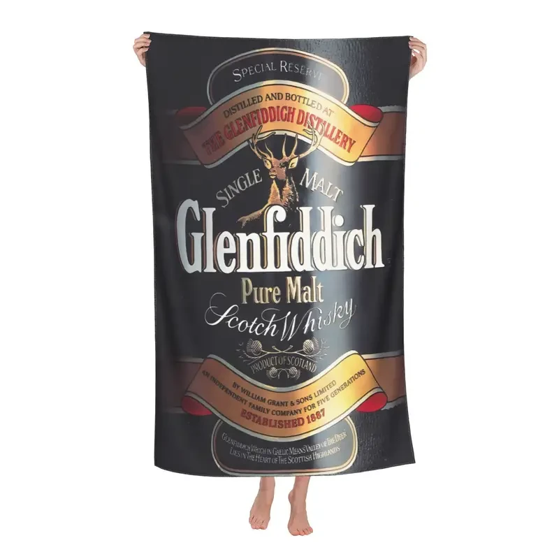 Glenfiddich-Branded Microfiber Quick-Dry Towel Luxury Accessory for Swimming, Travel, and Beach Days
