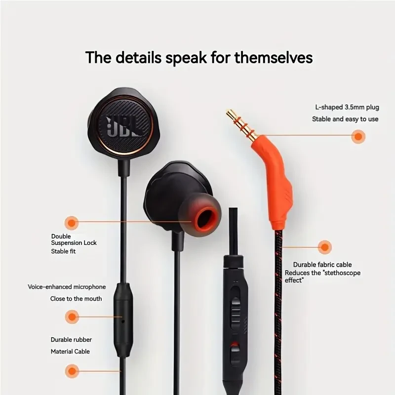 Q50 In-Ear Wired Headphones with Microphone Quantum Gaming Headphones with Surround Sound for Mobile Phones, Tablets, and Laptops