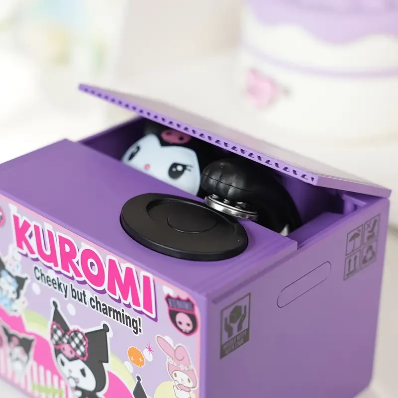 Sanrio Hello Kitty & Kuromi Cute Cat Bank Coin Storage  Creative Money-Stealing Design for Office, Desk, and Home