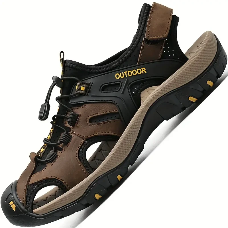 Mens All-Season Slip-Resistant Arch Support Hiking Sandals  Breathable, Closed-Toe Fisherman Shoes for Outdoor Adventures