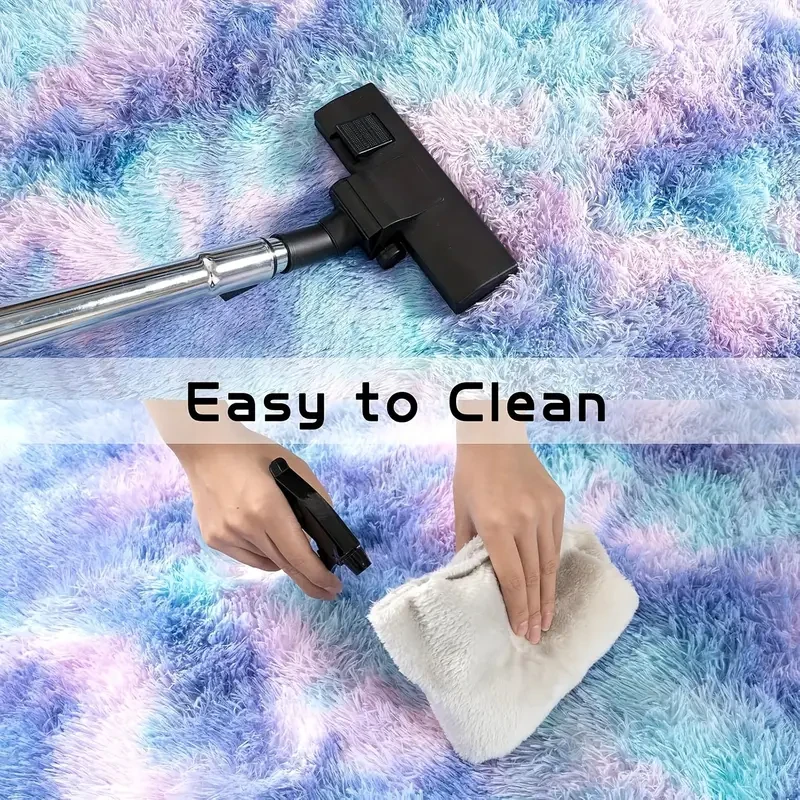 XMwike Fluffy Braided Polyester Area Mat  Vibrant Tie-Dye Design for Stylish Home Decor