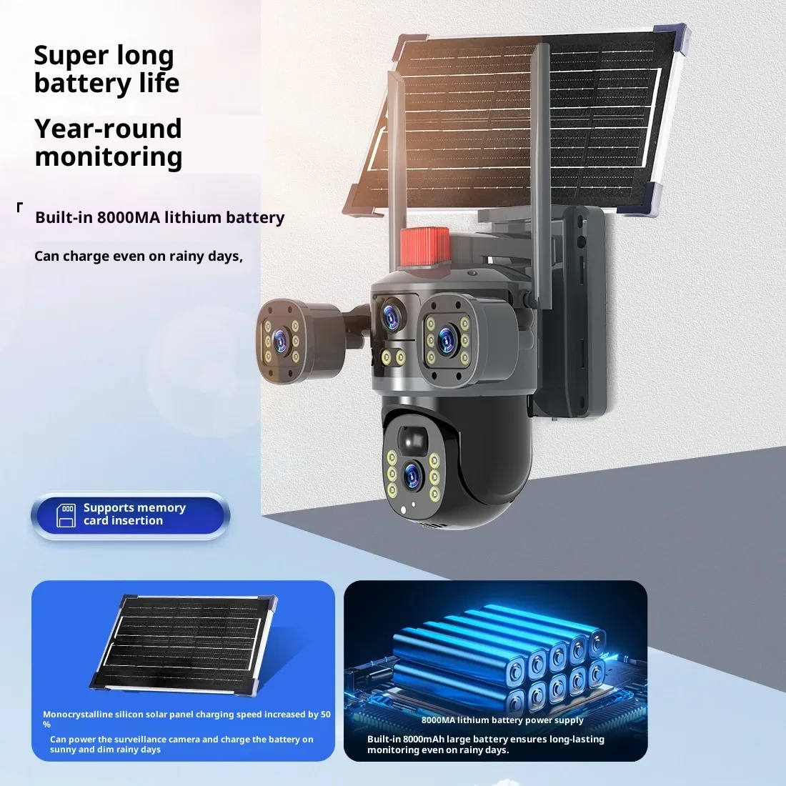Solar Ultra High Definition Surveillance Trinocular Camera