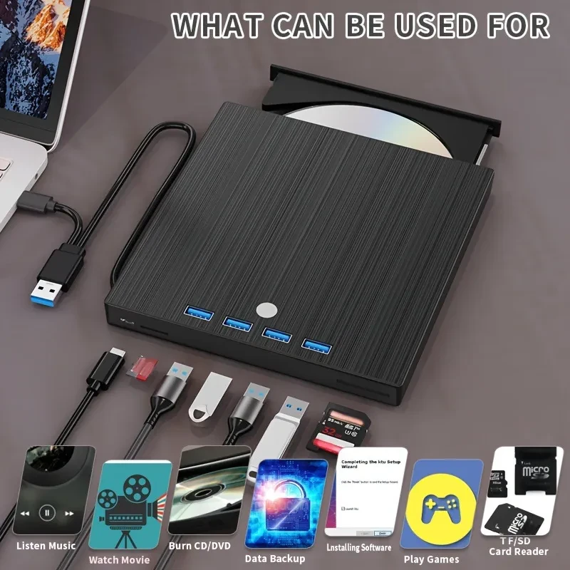 External DVD Burner TYPE-C Multi-function CD Disc Drive Extended Optical Drive