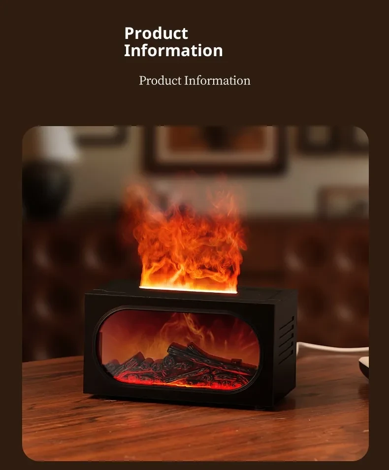 Fireplace Aroma Diffuser Desktop Colorful Simulation Flame Humidifier