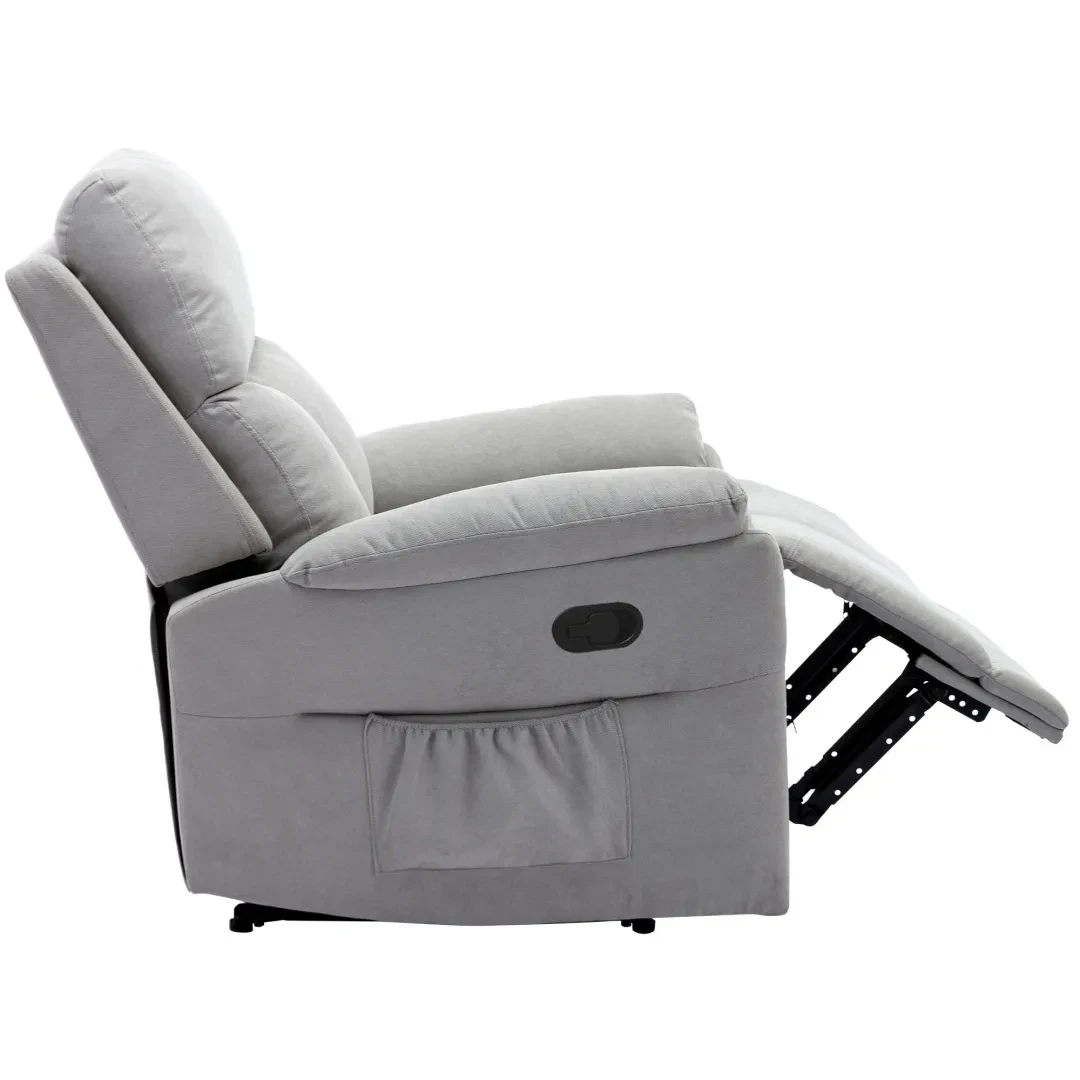 Recliner Chair For The Elderly, Fabric Upholstered Chair With Side Pockets, Recliner Armchair Adjustable For Living Room Bedroom,Gray