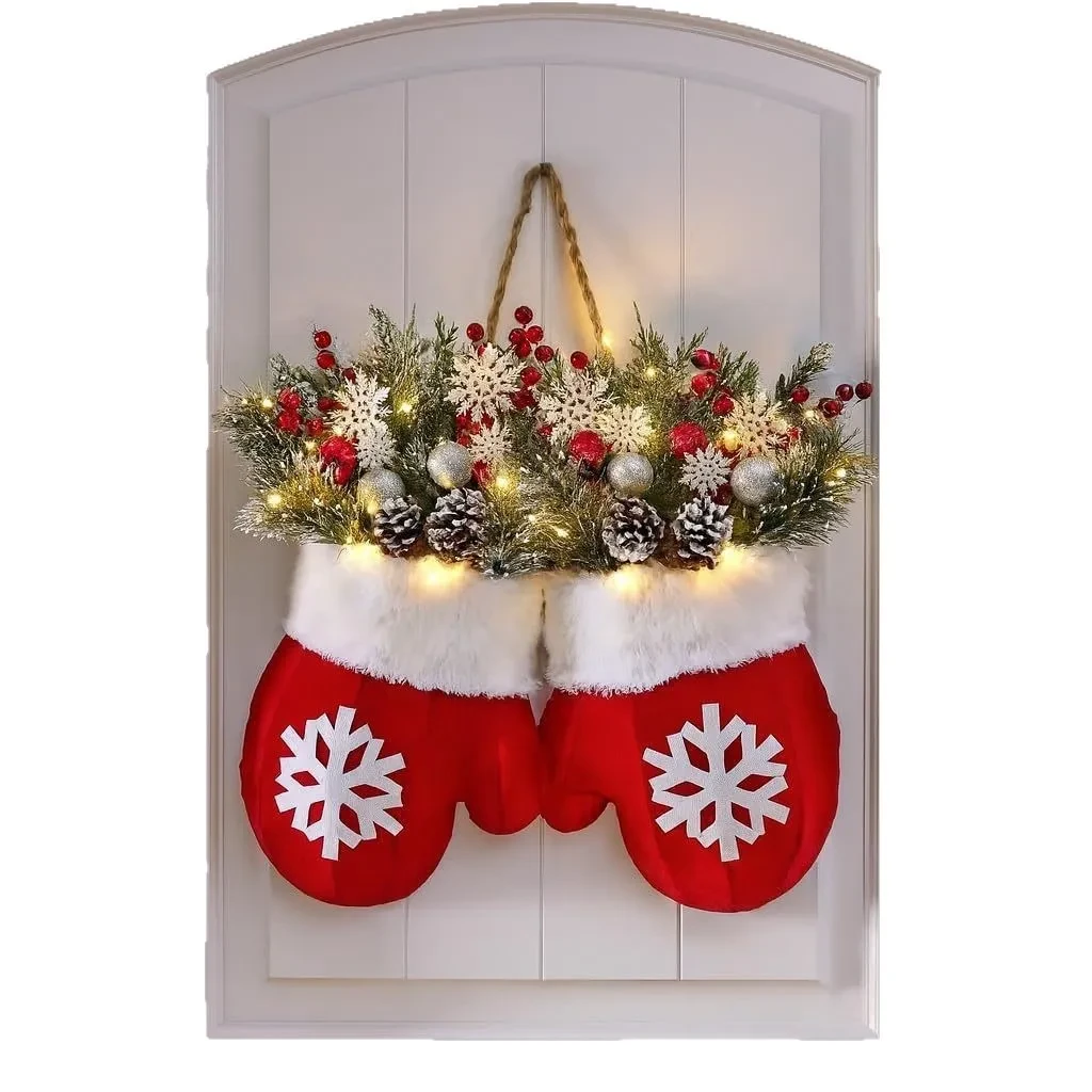 Glittering Christmas Gloves Wreath Christmas Wreath