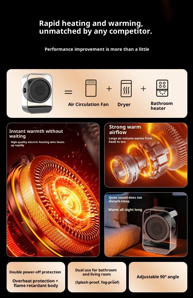 Household Warm Air Blower High-power Portable Desktop Heater