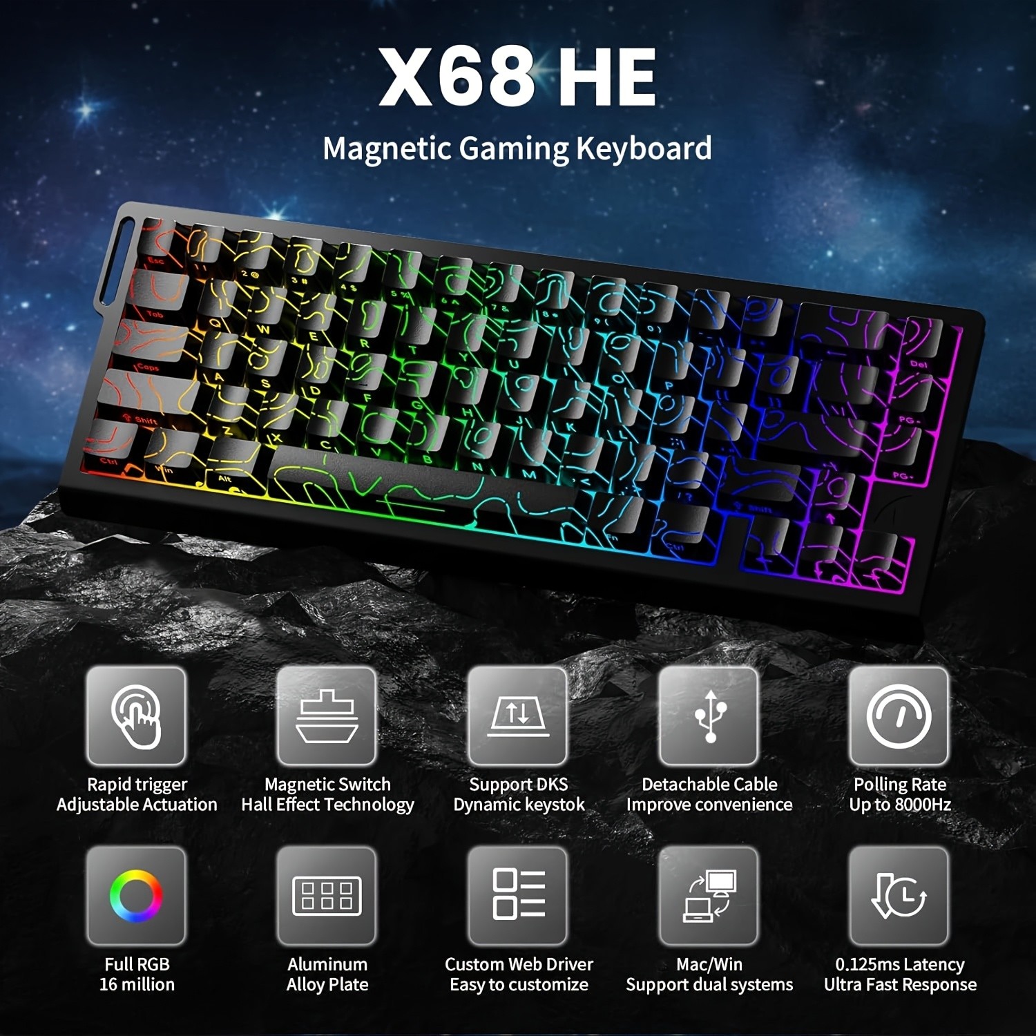 ATTACK SHARK X68HE Magnetic Gaming Keyboard