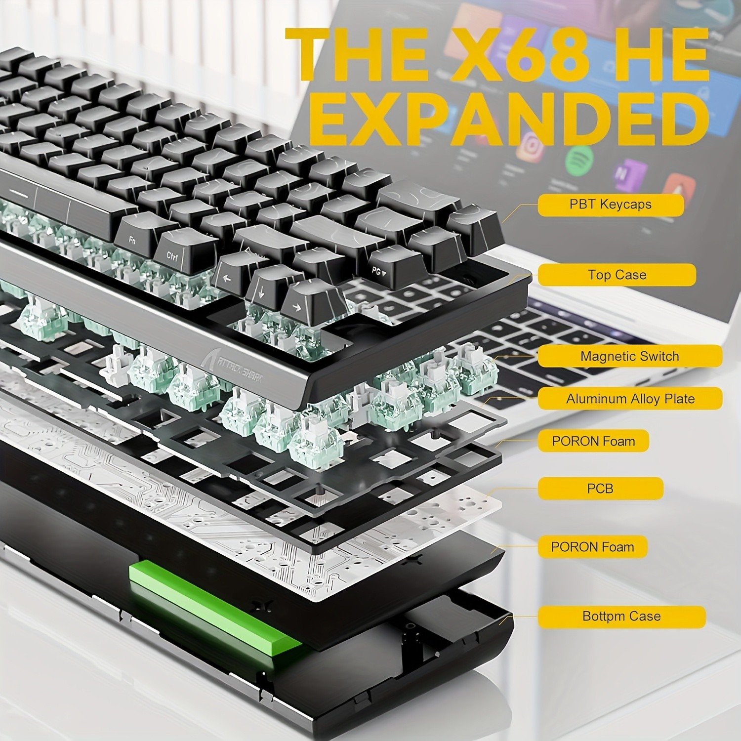 ATTACK SHARK X68 HE 8000 Hz Rapid Trigger Gaming Keyboard