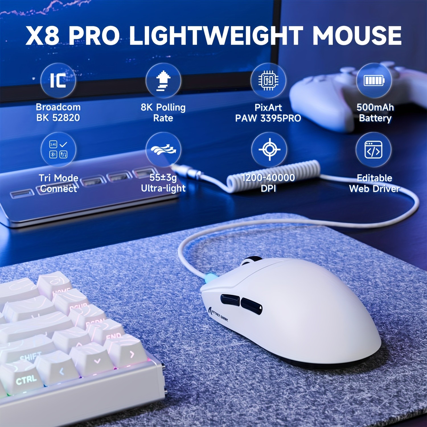 ATTACK SHARK X8 PRO Wireless Gaming Mouse