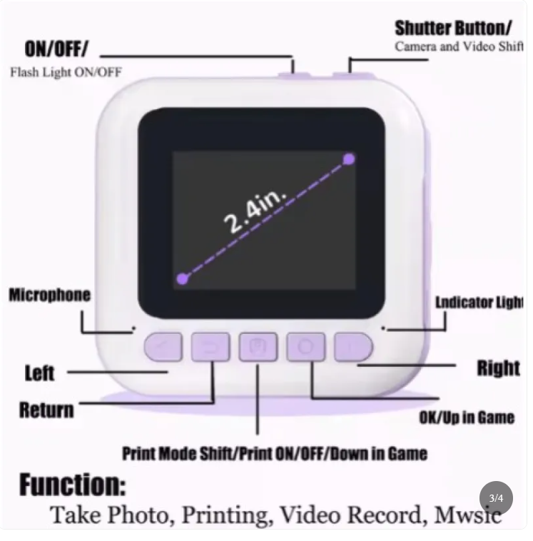 Instant Kids Printing Camera