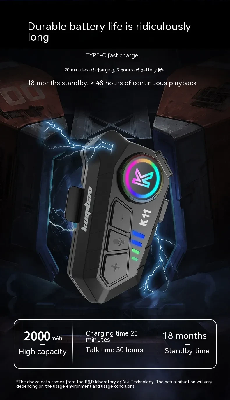 Motorcycle Helmet Heavy Bass Long Endurance Waterproof Bluetooth Headset