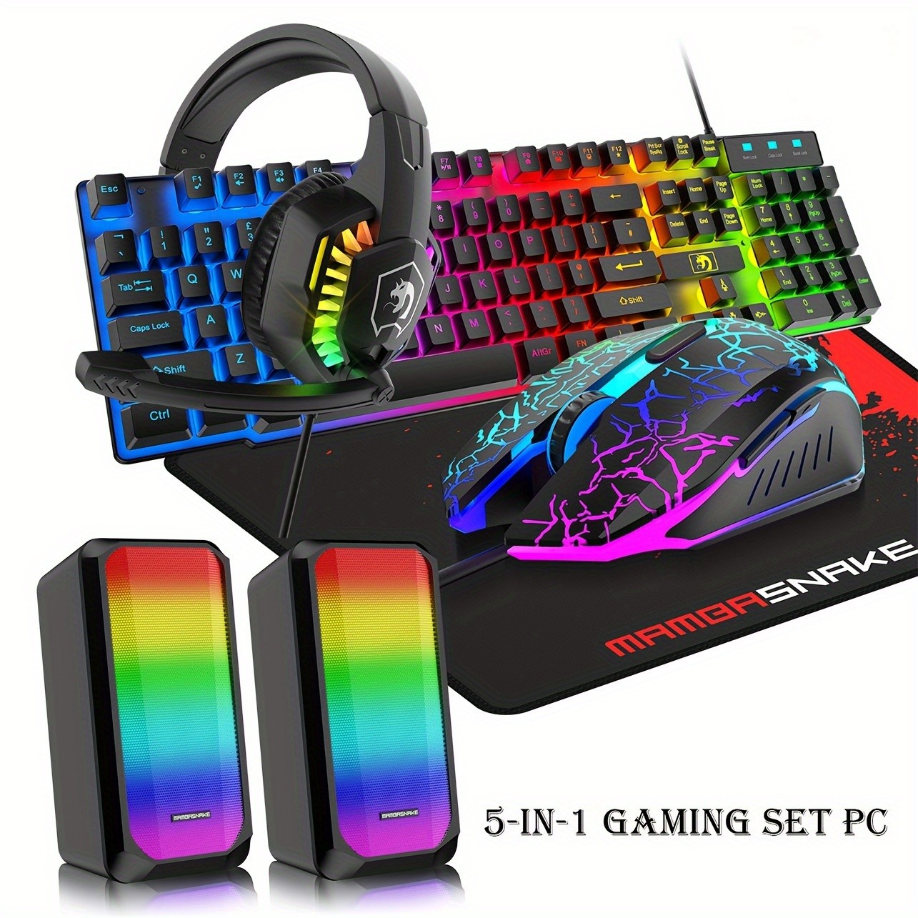 Wired Gaming Keyboard and Mouse Combo 5-in-1 Set
