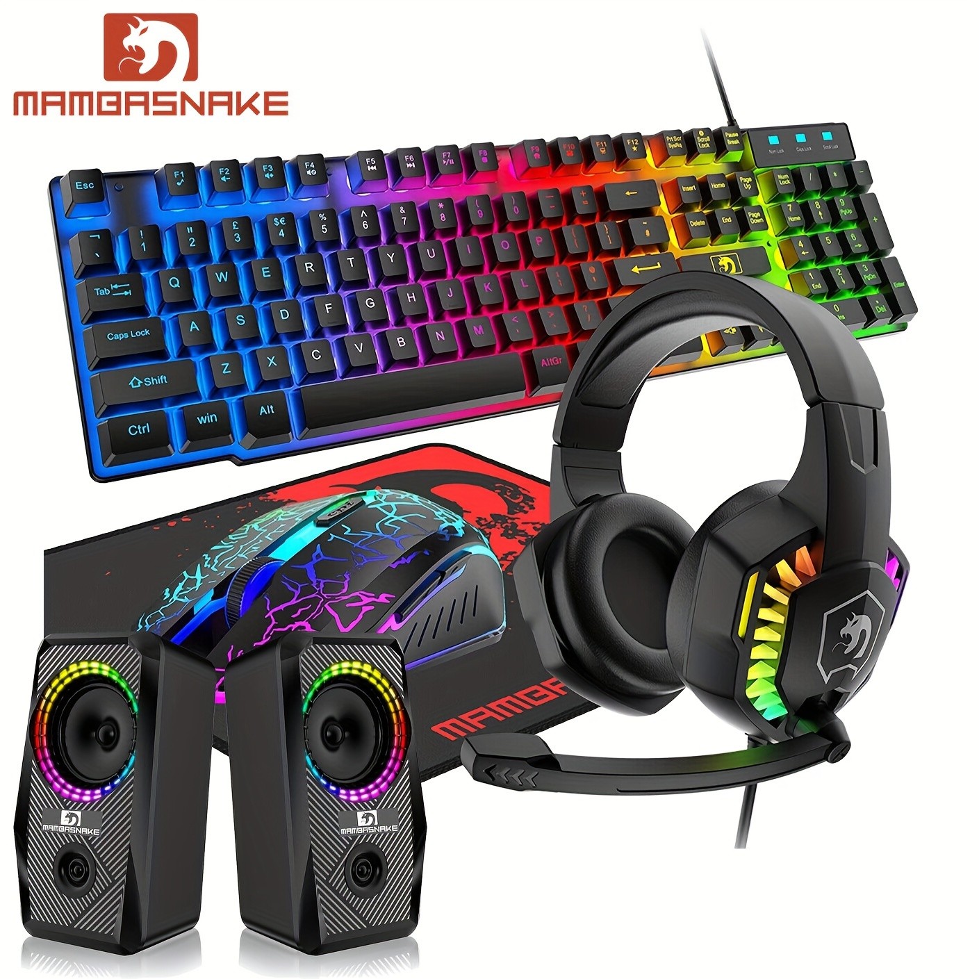 Wired Gaming Keyboard and Mouse Combo 5-in-1 Set