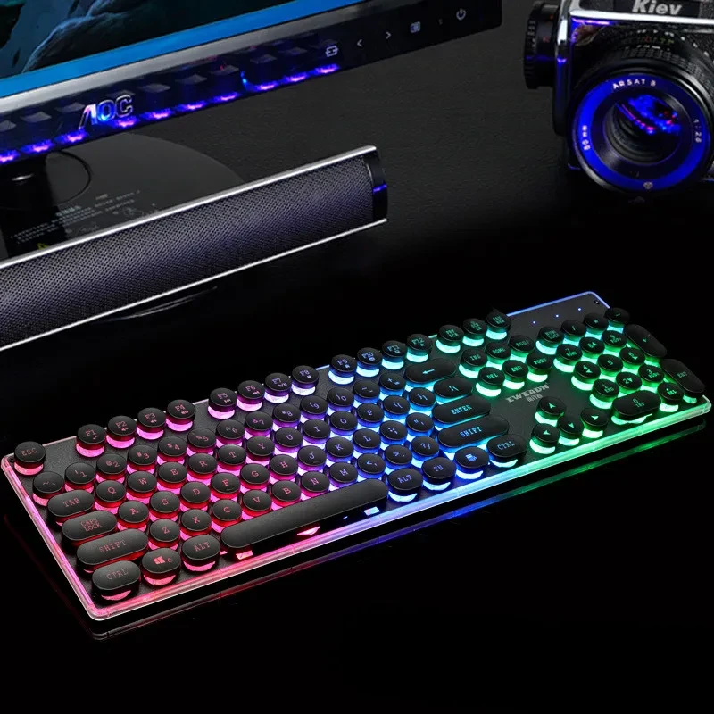 Forerunner Gx60 Punk Manipulator Feel Glowing Retro Gaming Computer Usb Wired Chicken Keyboard Wholesale